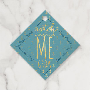 Watch Me Grow Blue Nautical Anchor Boy Favour Tags