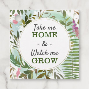 Watch Me Grow Greenery Baby Shower Sprinkle Square Favour Tags
