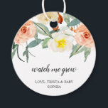 Watch Me Grow Peach Floral Girl Baby Shower Favour Tags<br><div class="desc">Botanical girl baby shower favour tags with a top border consisting of watercolor painted roses in peach, white and beige with leaves. Below are the words, "Watch Me Grow" in a thick handwritten script and the names of mom and baby in a serif font. The backside is a soft peach...</div>