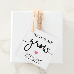 Watch Me Grow Pink Favour Favour Tag Baby Shower