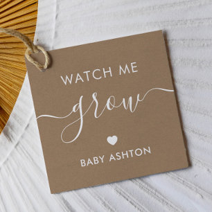 Watch Me Grow, Plant Baby Shower Tag, Kraft Favour Tags