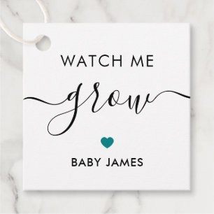 Watch Me Grow, Plant Baby Shower Tag, Teal Favour Tags