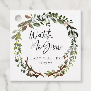 Watch Me Grow Rustic Baby Shower Favour Tag