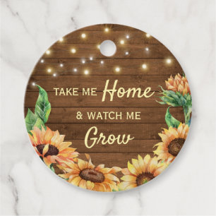 Watch Me Grow Rustic Sunflower Baby Shower Plant Favour Tags