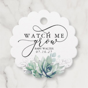 Watch Me Grow - Succulents Greenery Baby Shower Fa Favour Tags