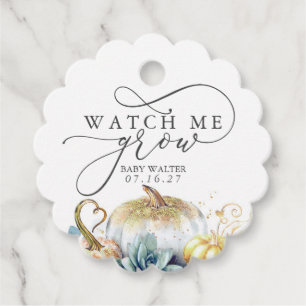 Watch Me Grow - Succulents Pumpkins Baby Shower Favour Tags