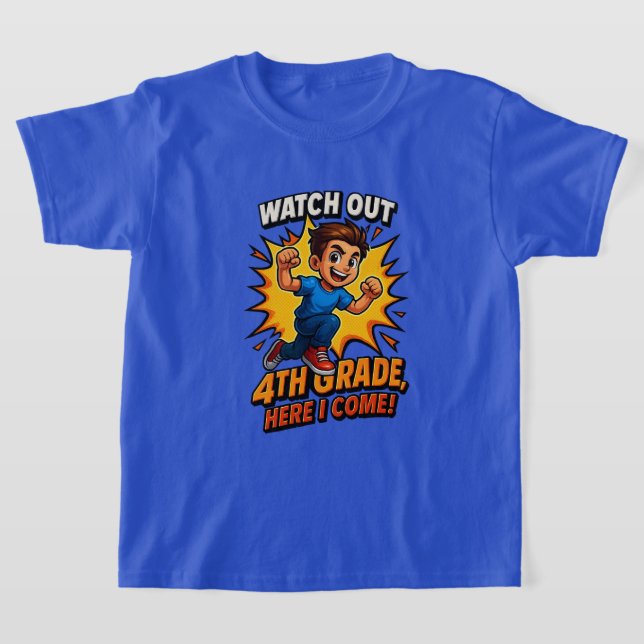Watch Out 4th Grade Comic Back to School Tee (Laydown)