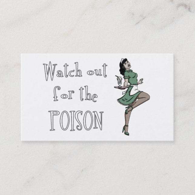 Watch Out For The Poison Retro Waitress - Colour Business Card (Front)