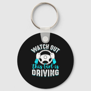 Watch Out Girl Is Driving Funny New Driver Women G Keychain
