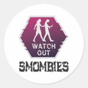 Watch out Smombies Classic Round Sticker