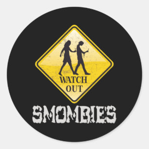 Watch out Smombies Classic Round Sticker
