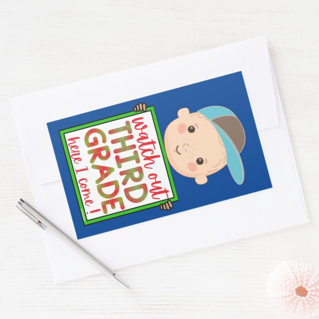 WATCH OUT THIRD GRADE HERE I COME funny cute       Sticker (Envelope)