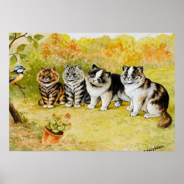 Watch the Birdy by Louis Wain Poster (Front)