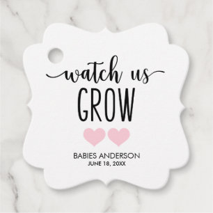 Watch US Grow Succulent Twin Girls Baby Shower Favour Tags