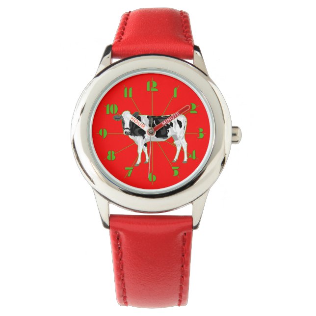 Watch with a graphic cow and numbers (Front)