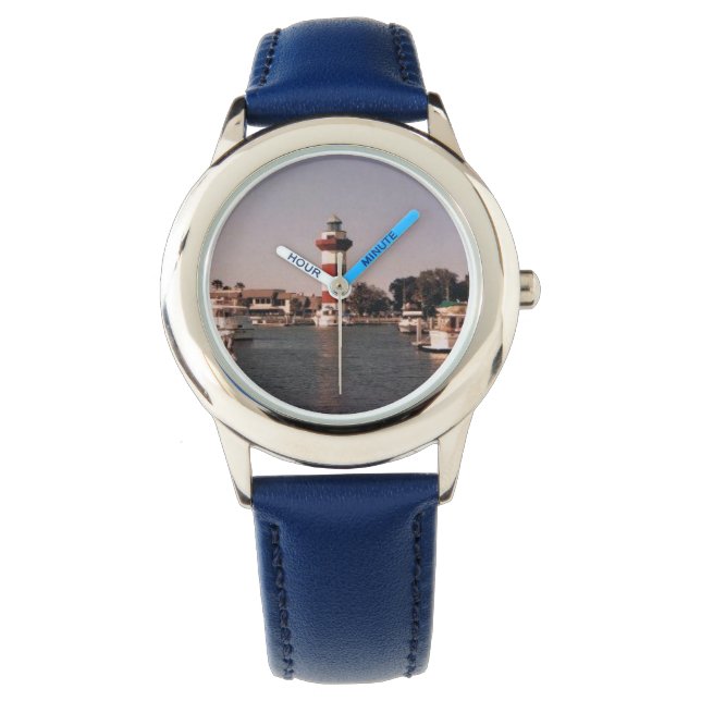 Watch with Blue Band and Lighthouse Scene (Front)