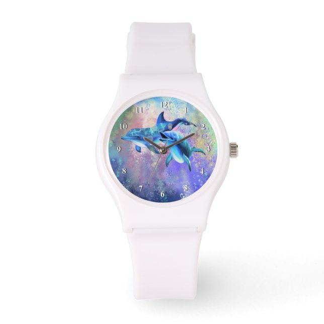 Watch with Happy Dolphin Couple (Front)