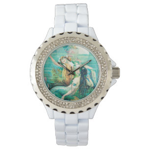 Watch with Rhinestones and Mermaid Dial