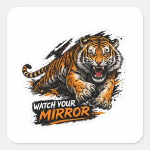 Watch Your Mirror Tiger Car Sticker