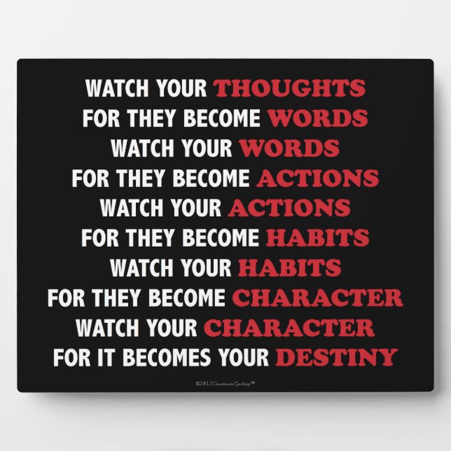 Watch Your Thoughts Motivational Quote Plaque (Front)