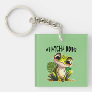 Watcha Doing? Funny Curious Frog Keychain