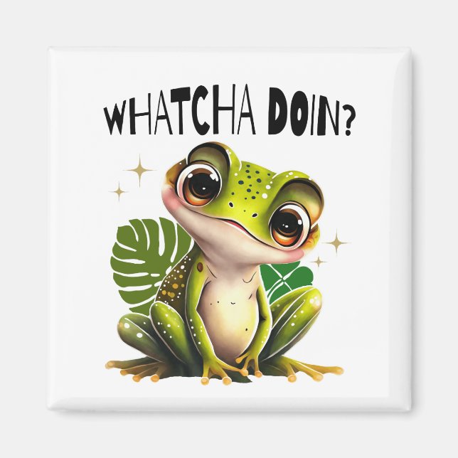 Watcha Doing? Funny Curious Frog Magnet (Front)