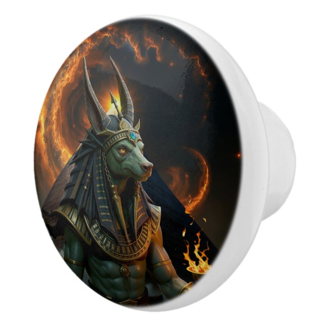 Watcher of the Afterlife – Anubis.   Ceramic Knob (Right)