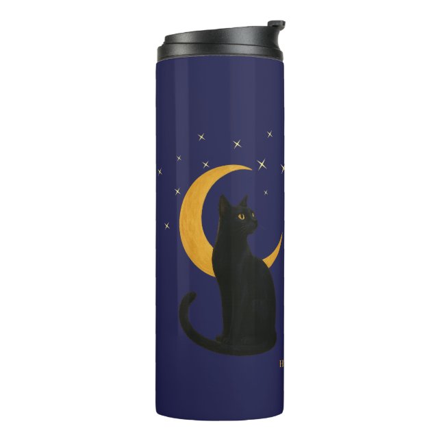 Watcher of the Night – Halloween Black Cat Thermal Tumbler (Rotated Left)