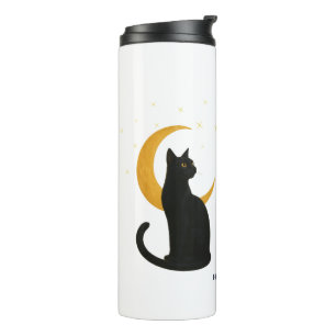 Watcher of the Night – Halloween Black Cat Thermal Tumbler