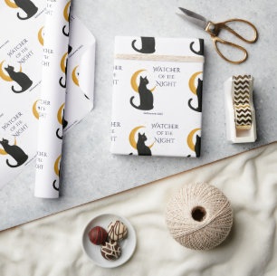 Watcher of the Night – Halloween Black Cat Wrapping Paper