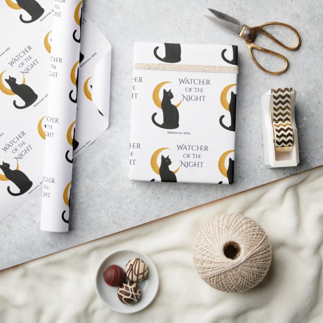 Watcher of the Night – Halloween Black Cat Wrapping Paper (Crafts)