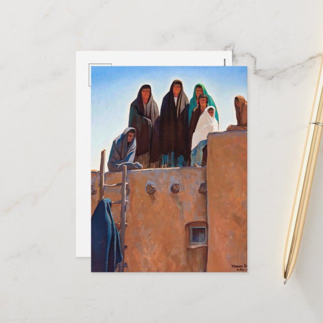 Watchers From the Housetop by Maynard Dixon Holiday Postcard (Front/Back In Situ)