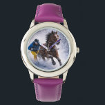 Watches | Jewelry | Winter Horse<br><div class="desc">Dynamic winter horse skijoring design capturing  the beauty,  strength and motion of this exciting sport. Perfect for horse lovers,  equestrian enthusiasts and fans of powerful horse imagery.</div>