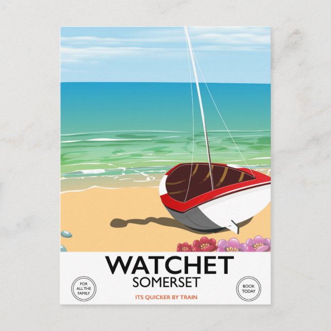 Watchet Somerset vintage train poster Postcard (Front)
