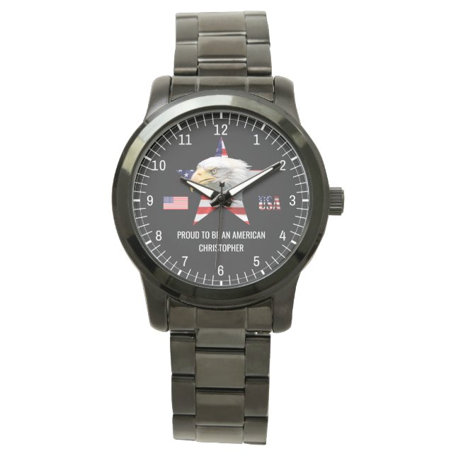Watchful Eagle, The American Flag, Patriotic Watch (Front)