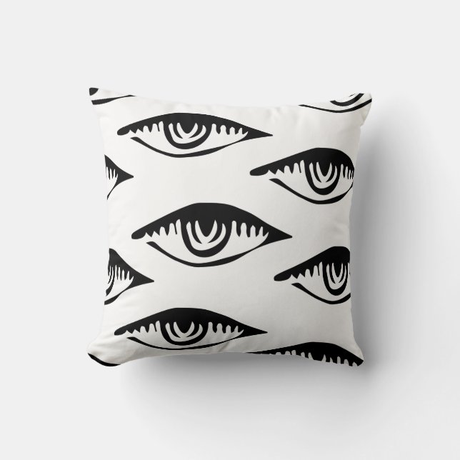 Watchful Eyes Vintage Throw Pillow (Front)