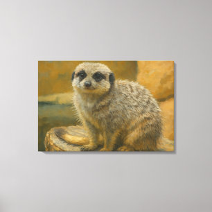 Watchful Stillness – Realistic Meerkat Portrait Canvas Print