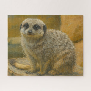 Watchful Stillness – Realistic Meerkat Portrait Jigsaw Puzzle