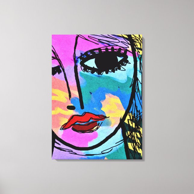 Watching Abstract Digital Portrait of a Woman Canvas Print (Front)