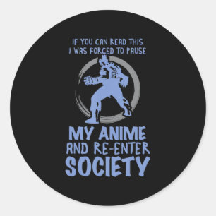 Watching Anime For Men Women Kawaii Cute Japanese  Classic Round Sticker