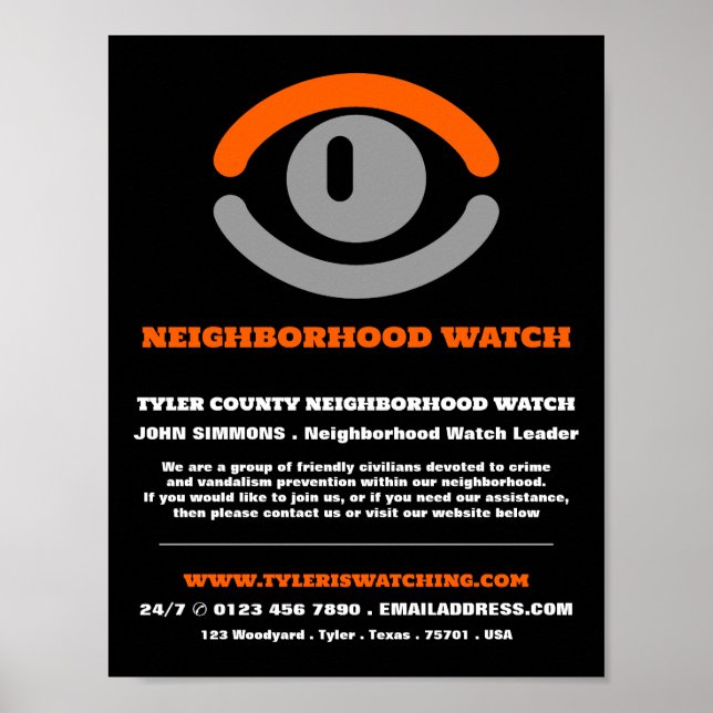 Watching Eye, Neighborhood Community Watch Advert Poster (Front)