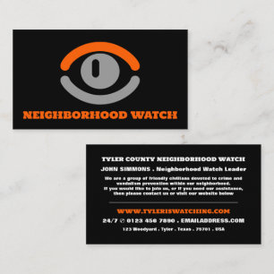 Watching Eye, Neighbourhood Community Watch  Business Card