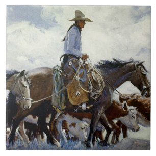 “Watching Him Move” Western Art By WHD Koerner Tile