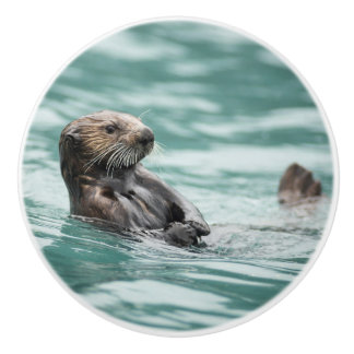 Watching Sea Otter Ceramic Knob