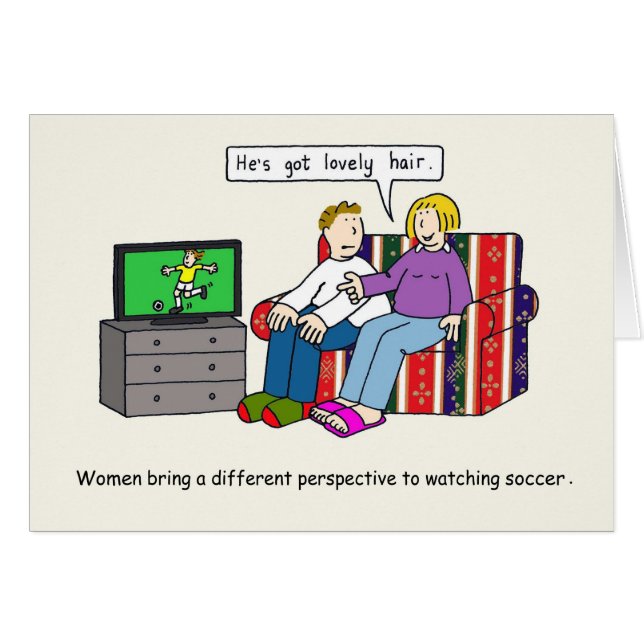 Watching Soccer on TV Humour. (Front Horizontal)