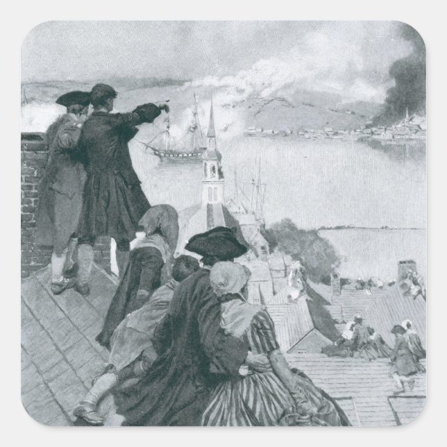 Watching the Fight at Bunker Hill illustration Square Sticker (Front)