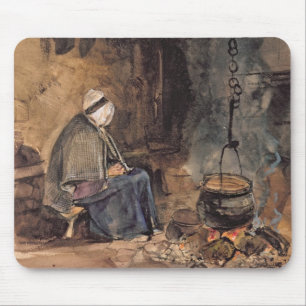 Watching the pot boil - a cottage interior mouse pad