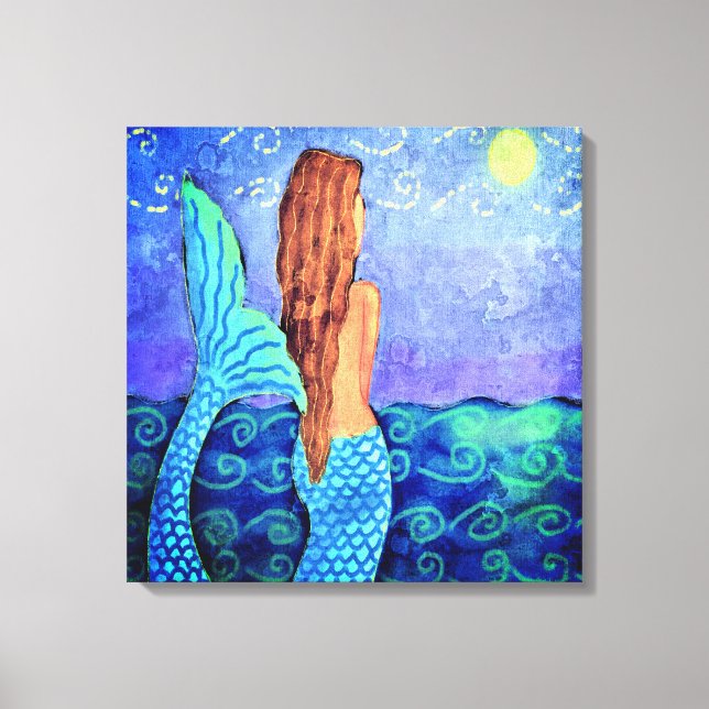 Watching the Sun Abstract Digital Painting Canvas Print (Front)