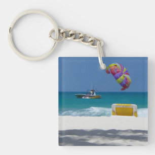 Watching the Waves Custom Text Keychain