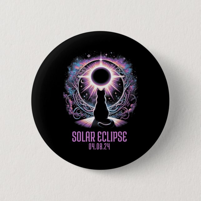 Watching Total Solar Eclipse Apr 8 2024 Astronomy  2 Inch Round Button (Front)